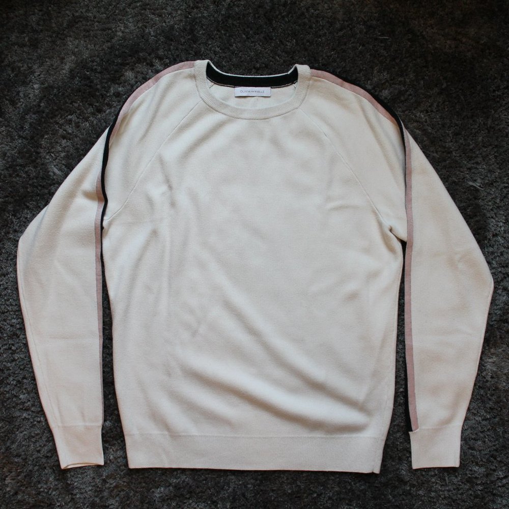 Olivia von Halle Missy Moscow tracksuit top shirt cashmere silk ivory black pink